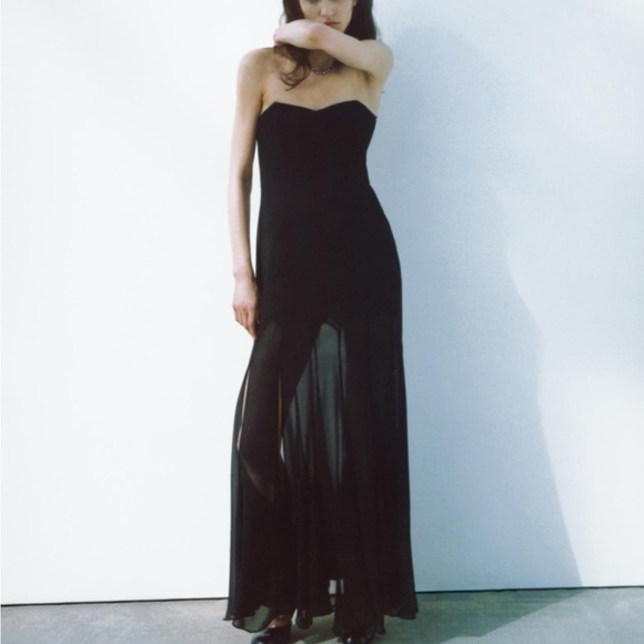 Zara limited edition celeb style semi sheer strapless dress - Picture 9 of 13